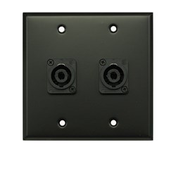 Whirlwind Wall Plate - 2 Gang Black 2 Neutrik NL4 Speakons